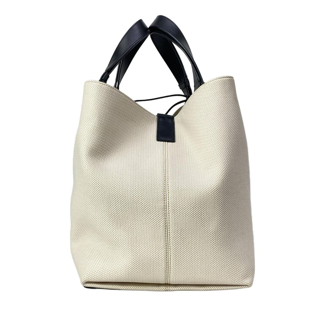 Christian Dior DIOR/ChristianDior Toujours Tote Bag Cream Black Canvas Leather - Picture 4 of 16